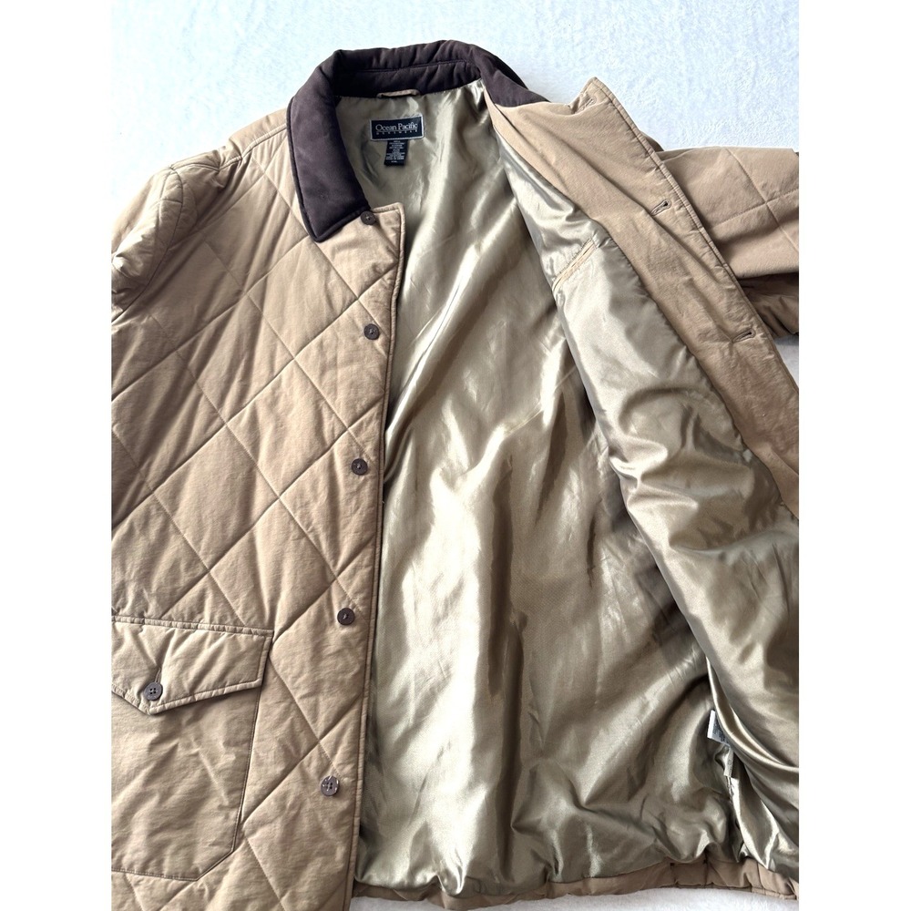 Ocean Pacific Tan Suede Collar Quilted Barn Coat Pockets Lined Size XXL‎ - Picture 5 of 15